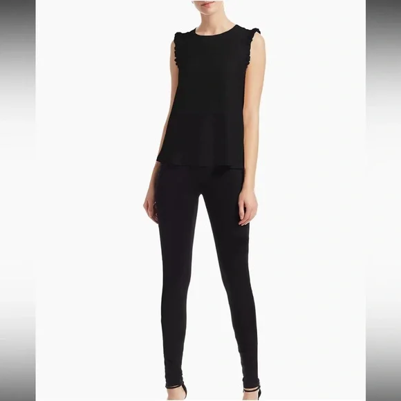 069 Cinq à Sept $295  Silk Black Sleeveless Top size S - Picture 2 of 4